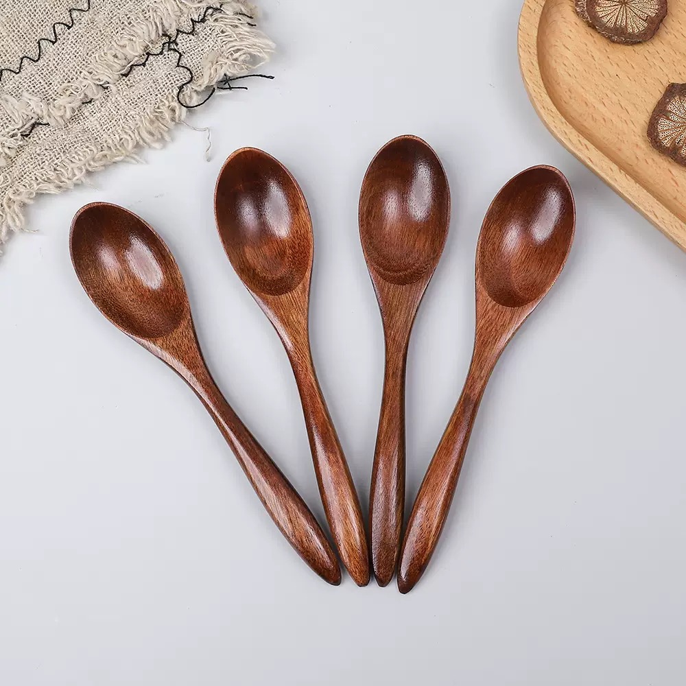 Baby Rice Food - Japanese-Style Solid Wood Spoon with Short