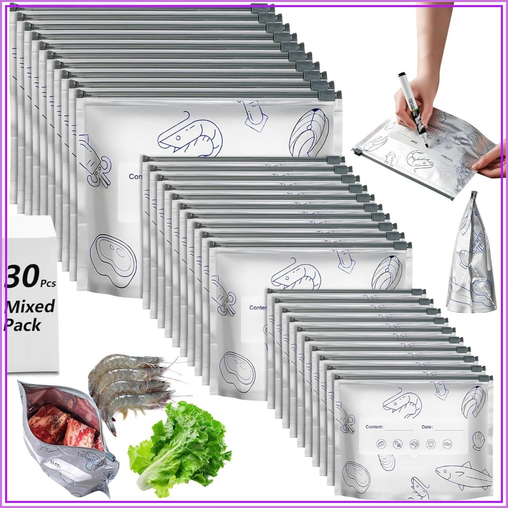 Food Pouch Reusable - 30 Pcs Reusable Mylar Bags for