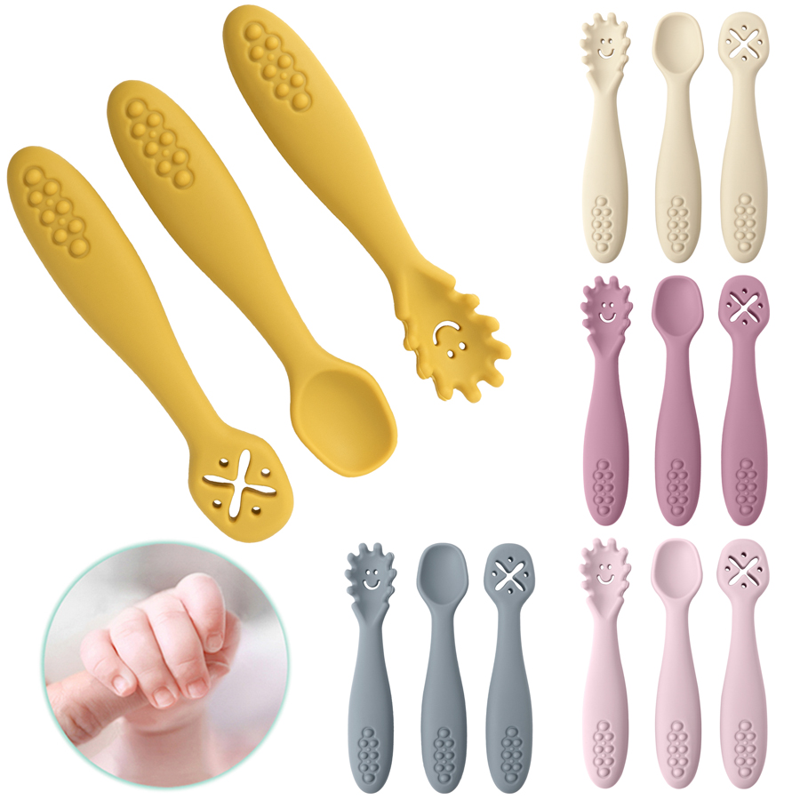 3PCS Silicone Spoon Fork For B - огляд і ціна Baby Food Eating