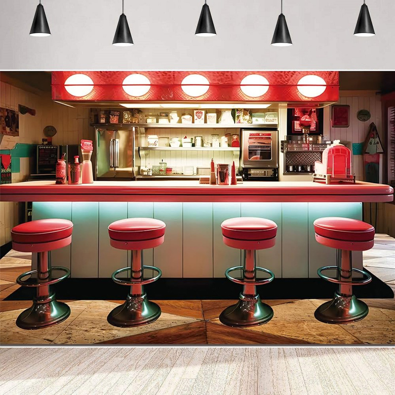 Photography Backdrop 50s Diner - огляд і ціна Baby Food Restaurant