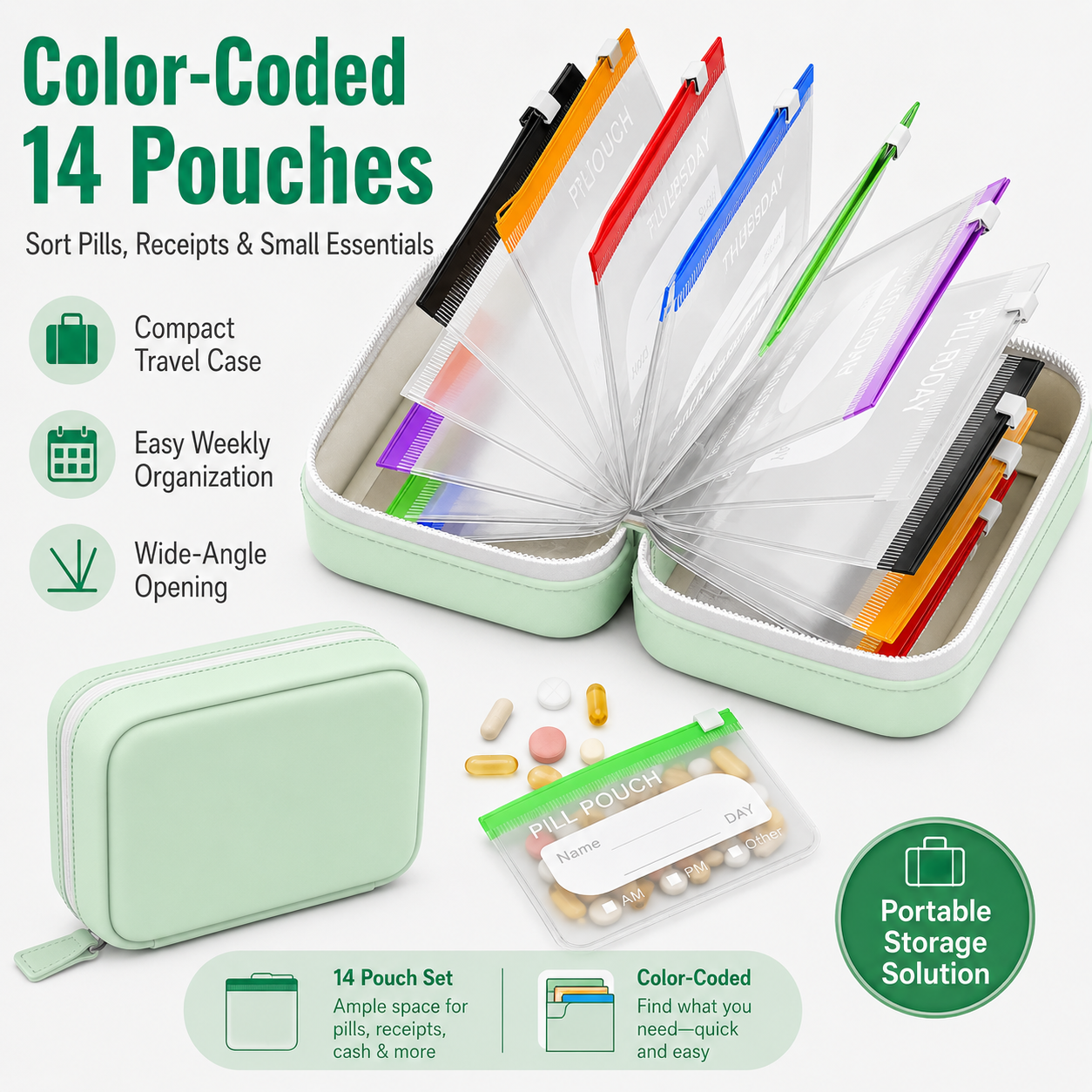Travel Pill Organizer with 14  - огляд і ціна Food Pouch Reusable