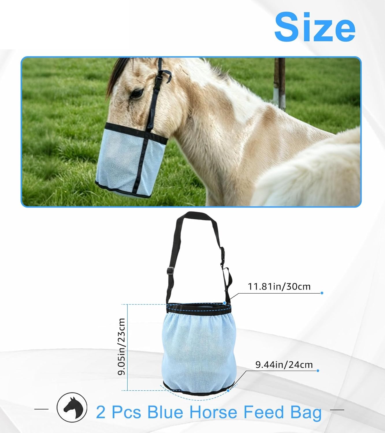 2pcs Horse Feed Bags Blue/Blac - огляд і ціна Mesh Feeder Bag