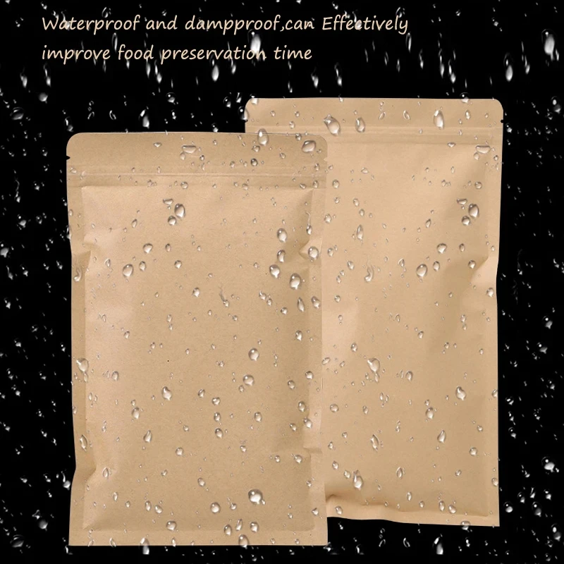 100PCS Brown Kraft Paper Zippe - огляд і ціна Food Pouch Reusable