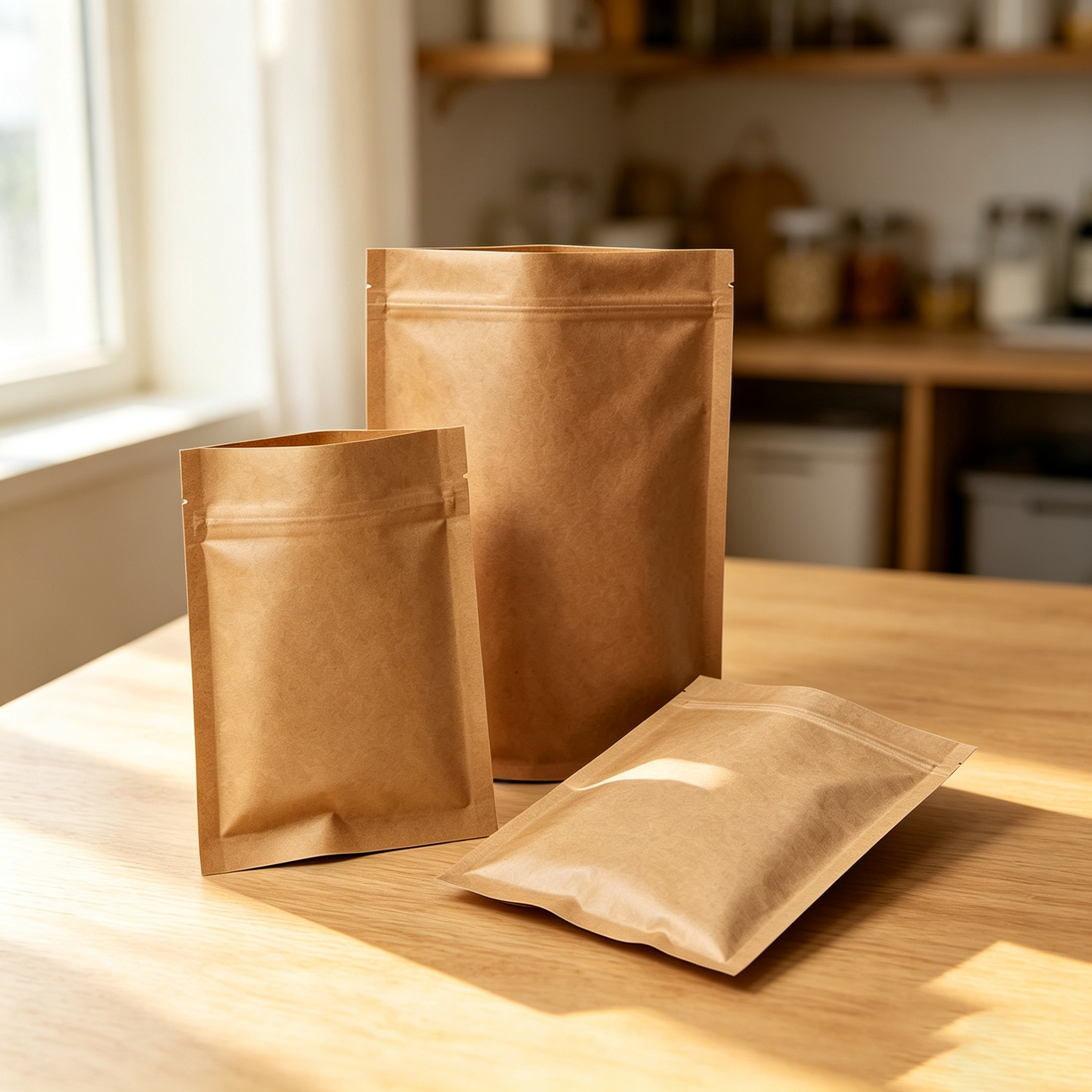 100PCS Brown Kraft Paper Zippe - огляд і ціна Food Pouch Reusable