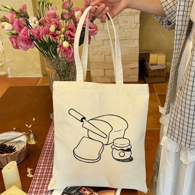 Bread Jam Line Art Canvas Tote - огляд і ціна Food Pouch Reusable